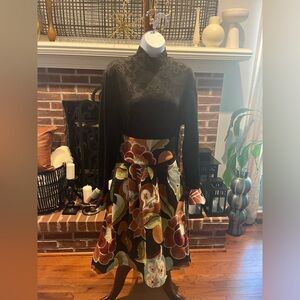 🔥Unbranded Dress!Possible Size:L-XL!No tags!Color:Black/floral rust;green;lime